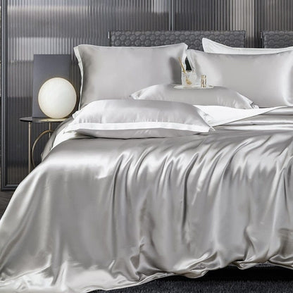 Premium Grey Mulberry Silk Bedding Set