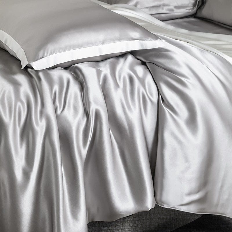 Premium Grey Mulberry Silk Bedding Set