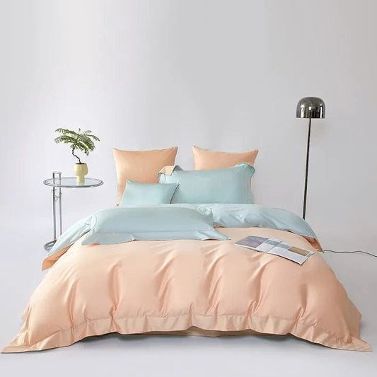 Dream Peach Blue Duvet Cover Set (Egyptian Cotton)