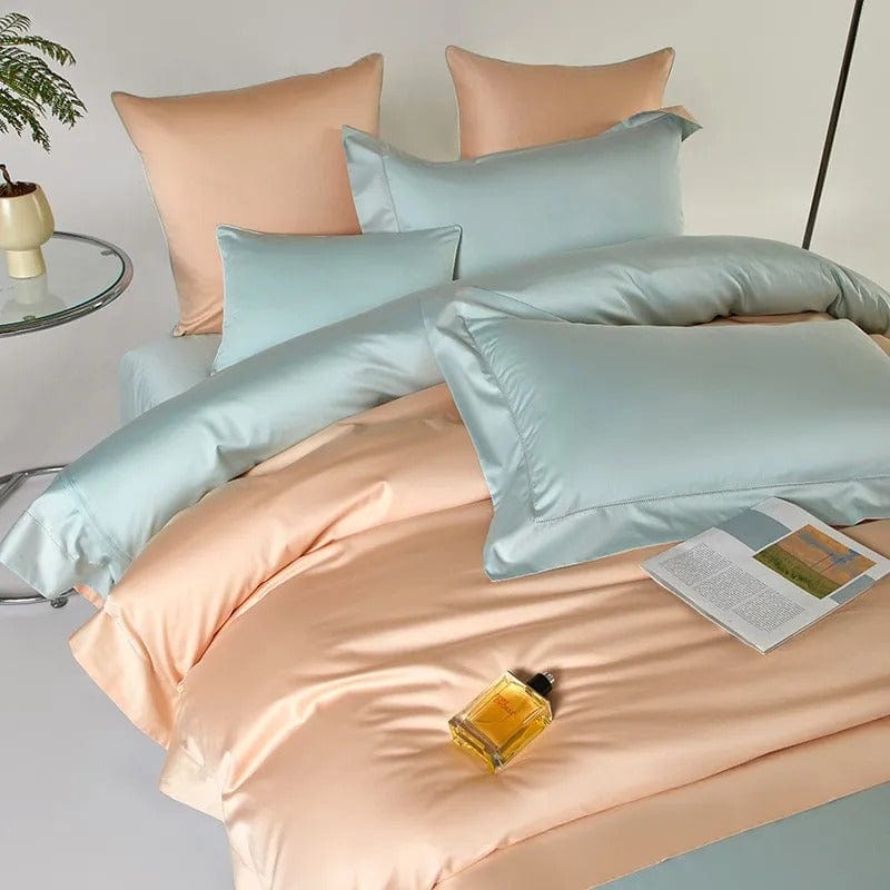 Dream Peach Blue Duvet Cover Set (Egyptian Cotton)