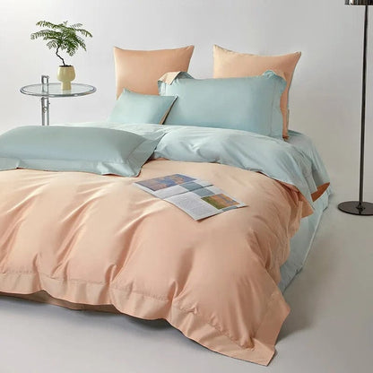 Dream Peach Blue Duvet Cover Set (Egyptian Cotton)