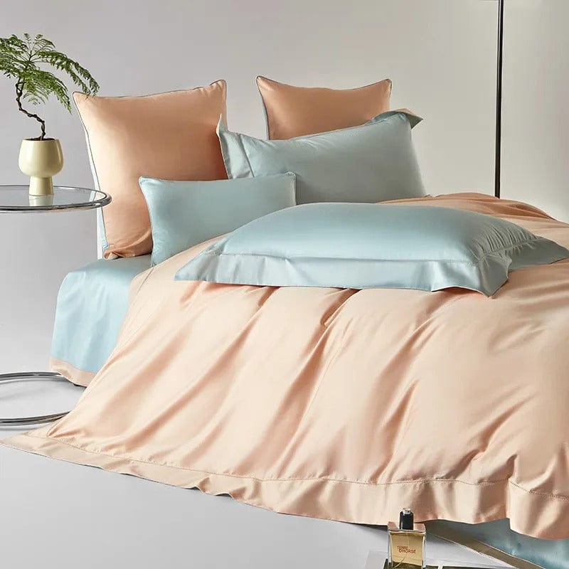 Dream Peach Blue Duvet Cover Set (Egyptian Cotton)