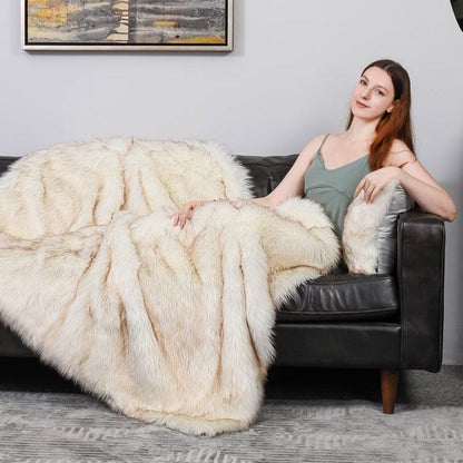 Arctic Fox Faux-Fur Blanket Throw