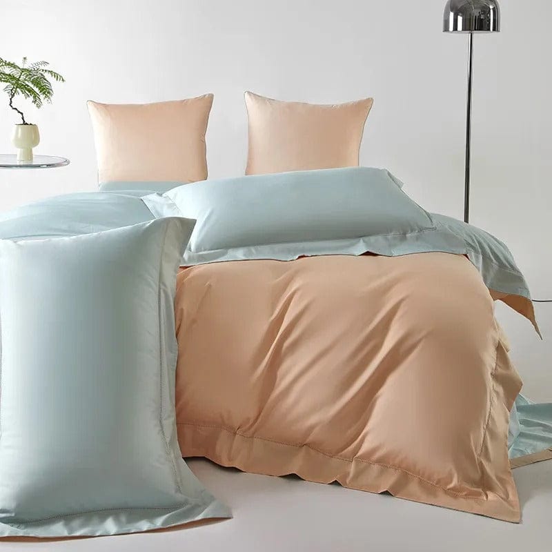 Dream Peach Blue Duvet Cover Set (Egyptian Cotton)