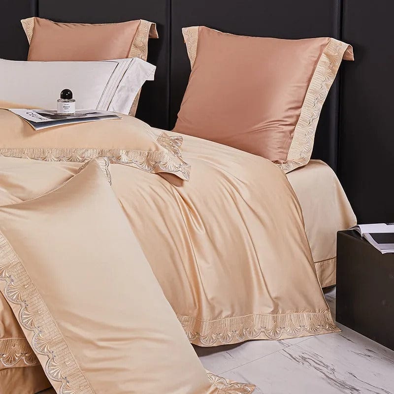 Luxxe Peach Duvet Cover Set (Egyptian Cotton)