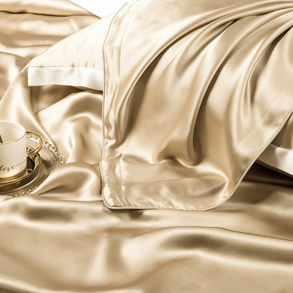 Premium Champagne Mulberry Silk Bedding Set