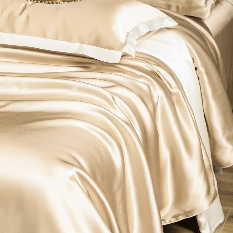 Premium Champagne Mulberry Silk Bedding Set