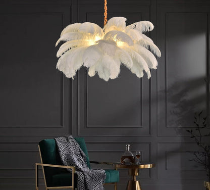 Ostrich Feather Pendant Chandelier