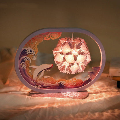 DIY 3D Light And Shadow Paper Carving Lamp Creativity