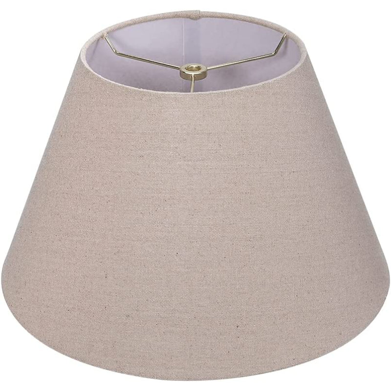 Medium Lamp Shade, Barrel Fabric Lampshade for Table Lamp and Floor Light, 7x13x7.8 inch, Natural Linen Hand Crafted, Spider (White)