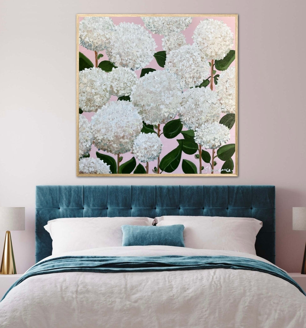 Coastal Hydrangeas Wall Decoration Art Poster Oil Painting Simple Design Wall Art, Unframed.