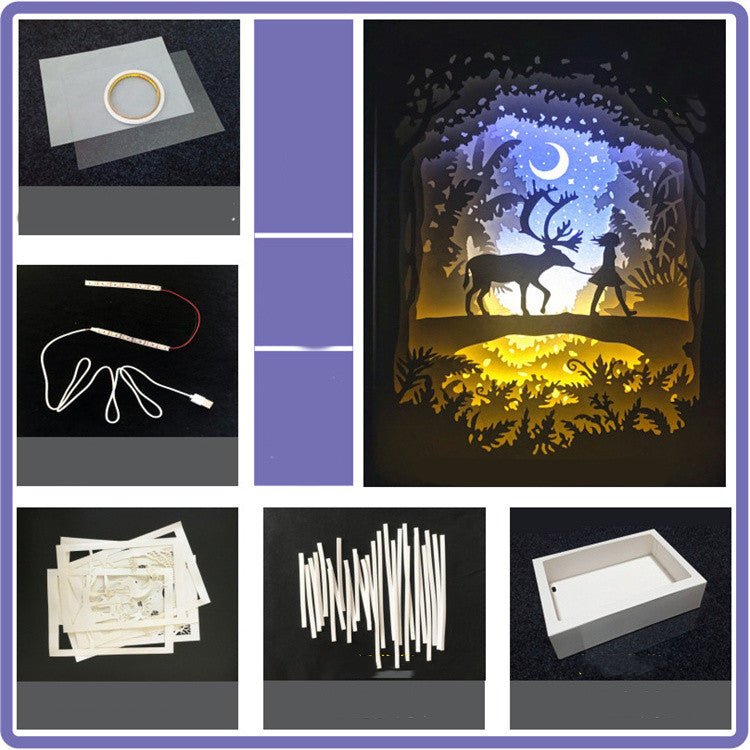 Easy DIY Creative Light And Shadow Paper Carving Lamp Night Light