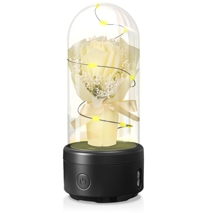 Creative 2 In 1 Bouquet LED Light And Bluetooth Speaker Mother's Day Gift Rose Luminous Night Light Ornament In Glass Cover