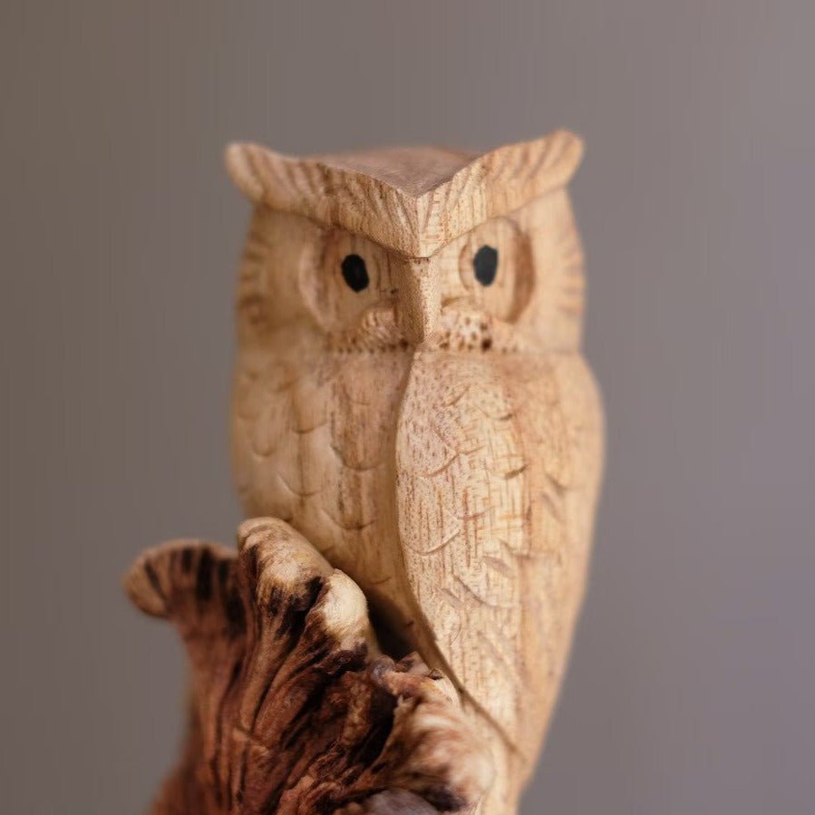 Wooden Tree Owl Sculpture