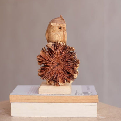 Wooden Tree Owl Sculpture