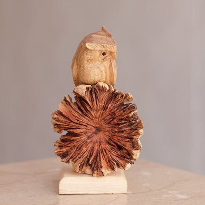 Wooden Tree Owl Sculpture