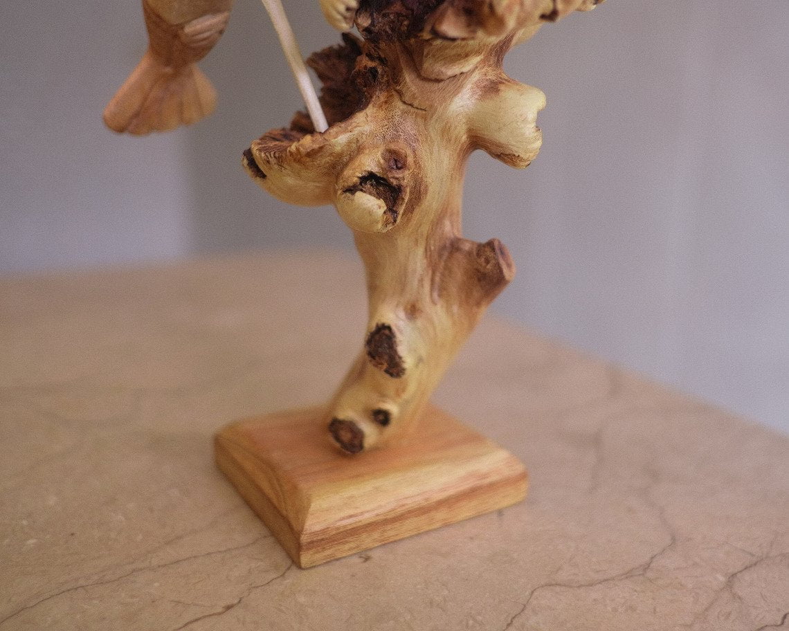 Wooden Hummingbird Sculpture