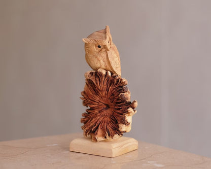 Wooden Tree Owl Sculpture