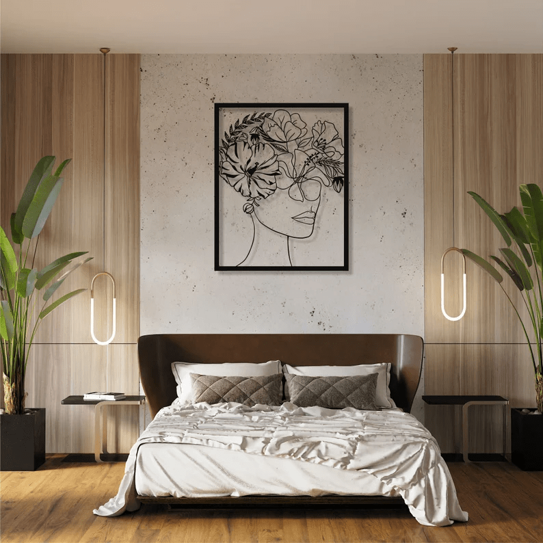 Abstract Flower Head Women Metal Wall Art