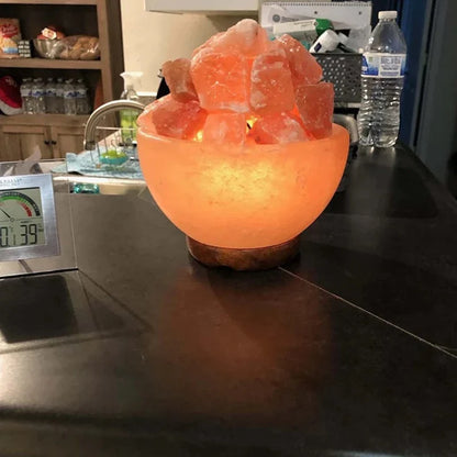 Himalayan Salt Lamp With Wooden Base-Lucky bowl