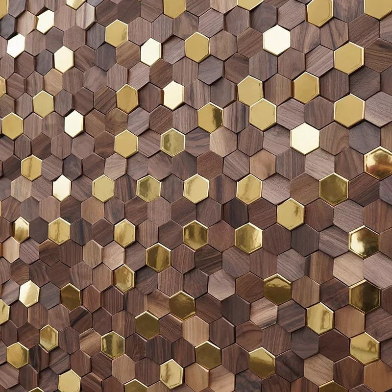 Hexad Wood Mosaic Wall Panel