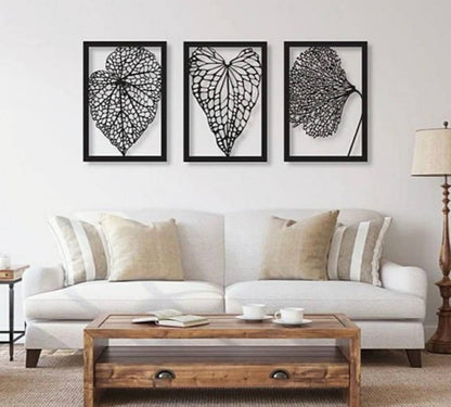 Detailed Leaf Metal Wall Art (3 Pieces)