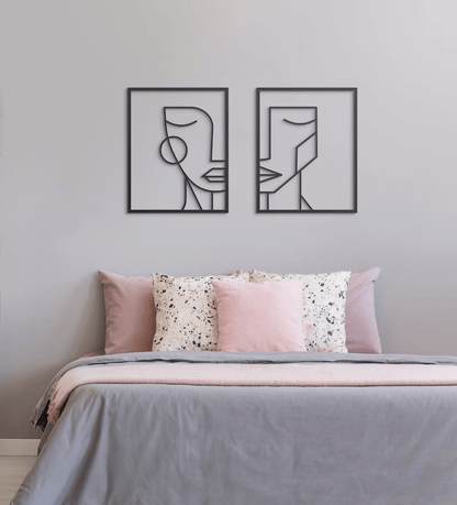 Abstract Women Face Metal Wall Art (2 Pieces)