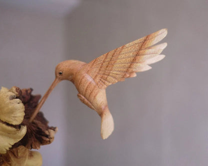 Wooden Hummingbird Sculpture