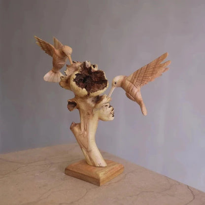 Wooden Hummingbird Sculpture