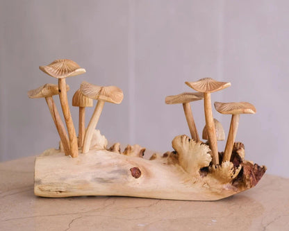 Wooden Mushroom Sculpture