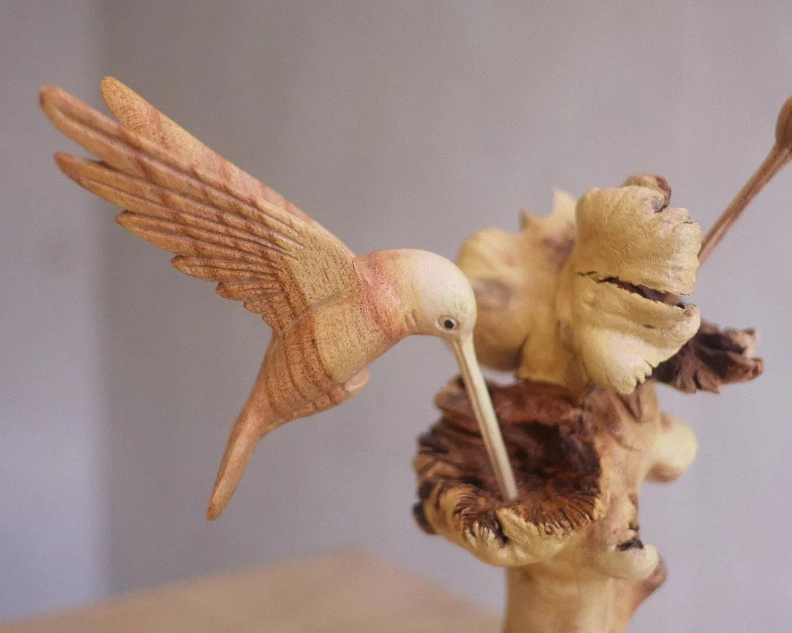 Wooden Hummingbird Sculpture