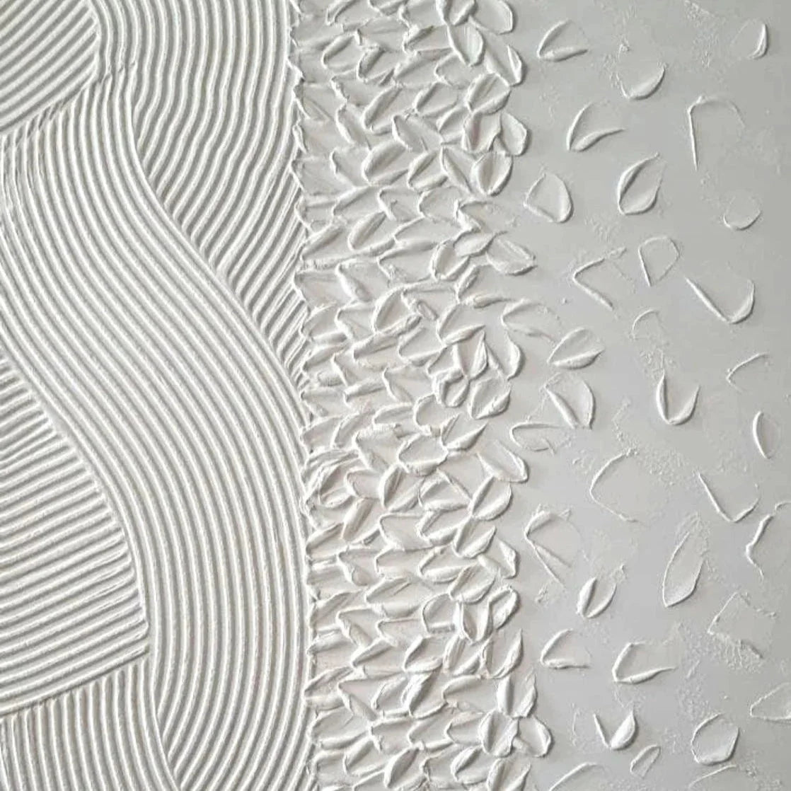 White Lines Petals Textured Wall Art