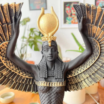 Black & Gold Isis Open Wings Sculpture