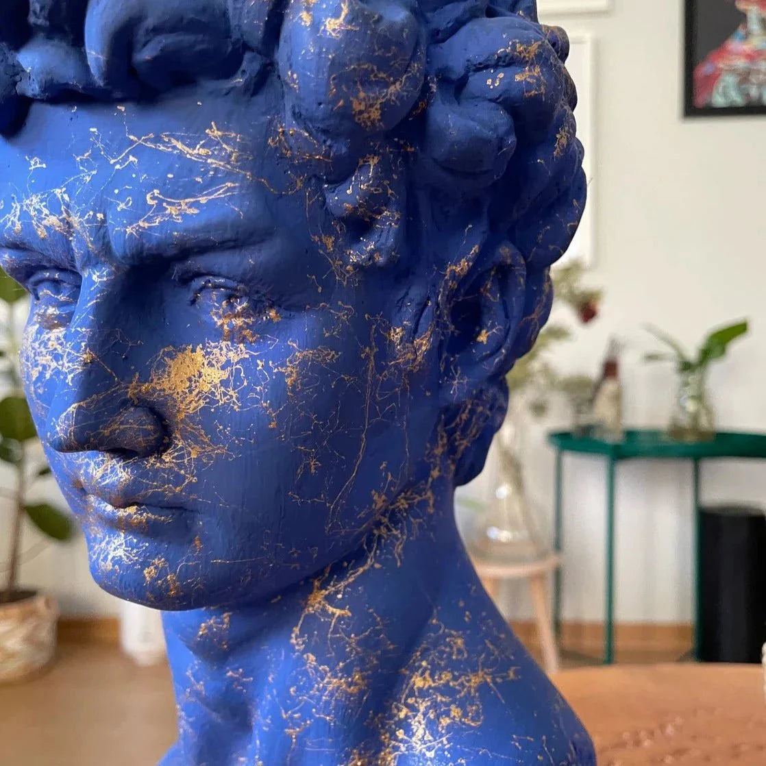 David in Blue & Gold Sculpture