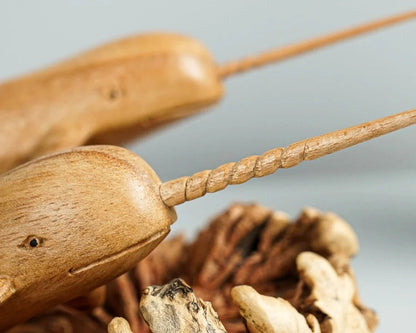 Wooden Narwhal Sculpture