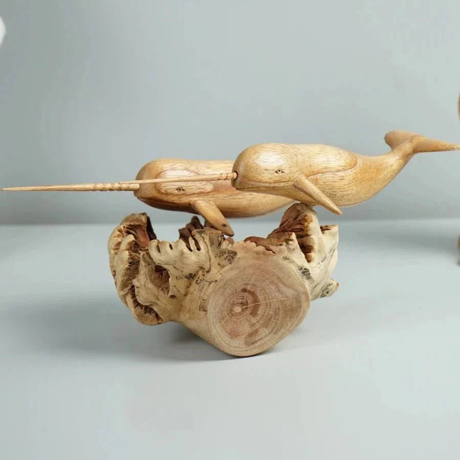 Wooden Narwhal Sculpture