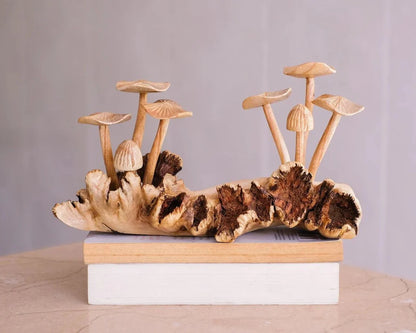 Wooden Mushroom Sculpture