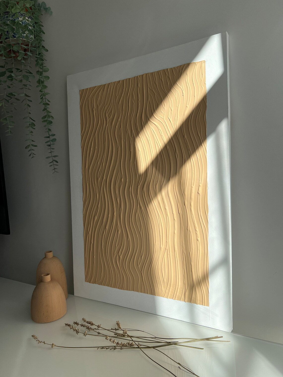 Light Brown Waves Textured Wall Art