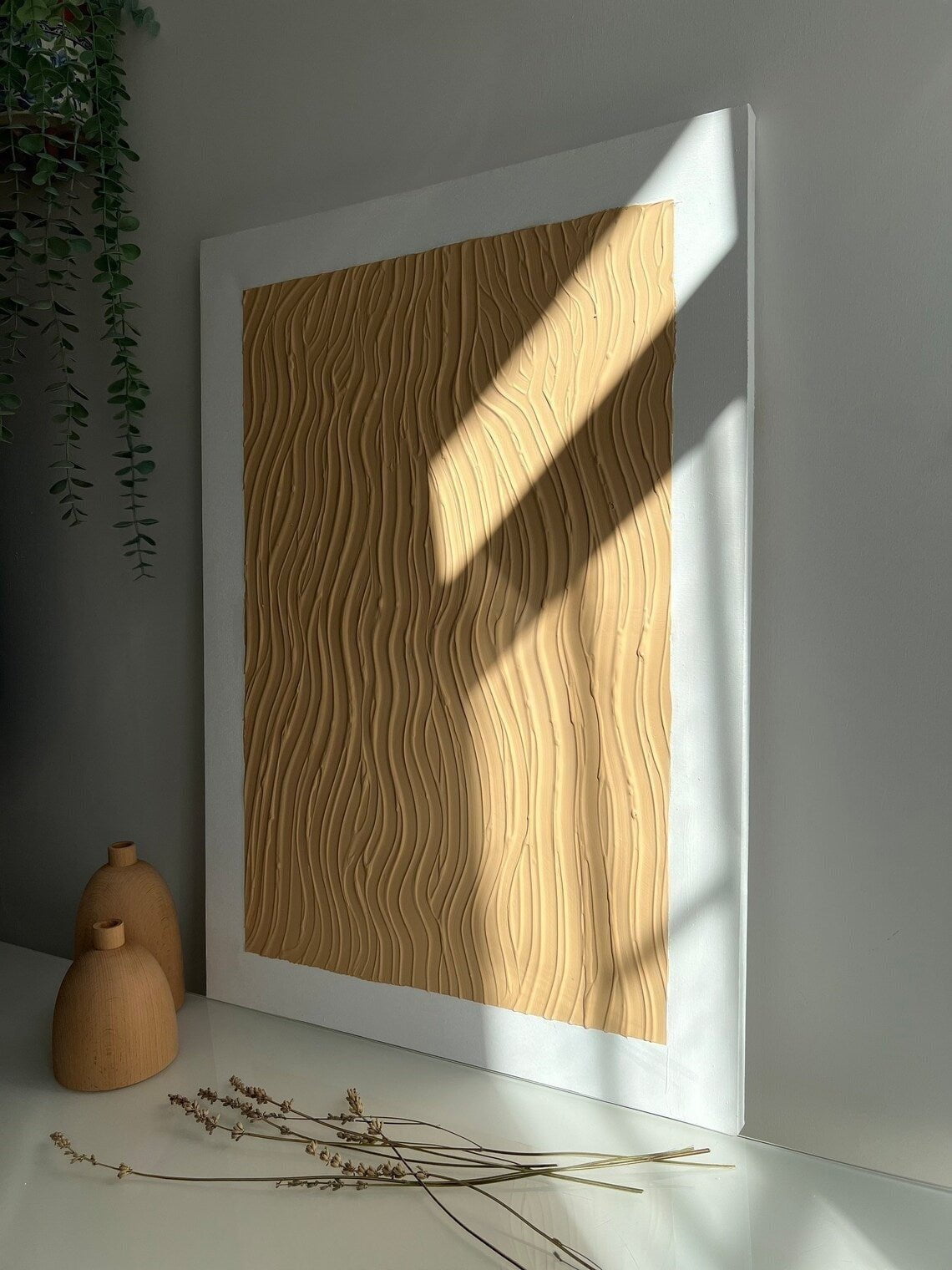 Light Brown Waves Textured Wall Art