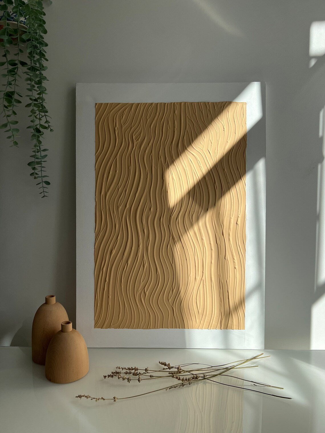 Light Brown Waves Textured Wall Art