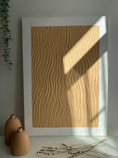 Light Brown Waves Textured Wall Art