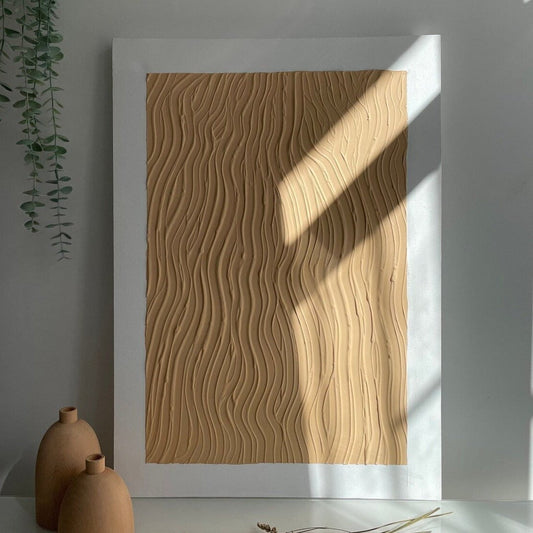 Light Brown Waves Textured Wall Art