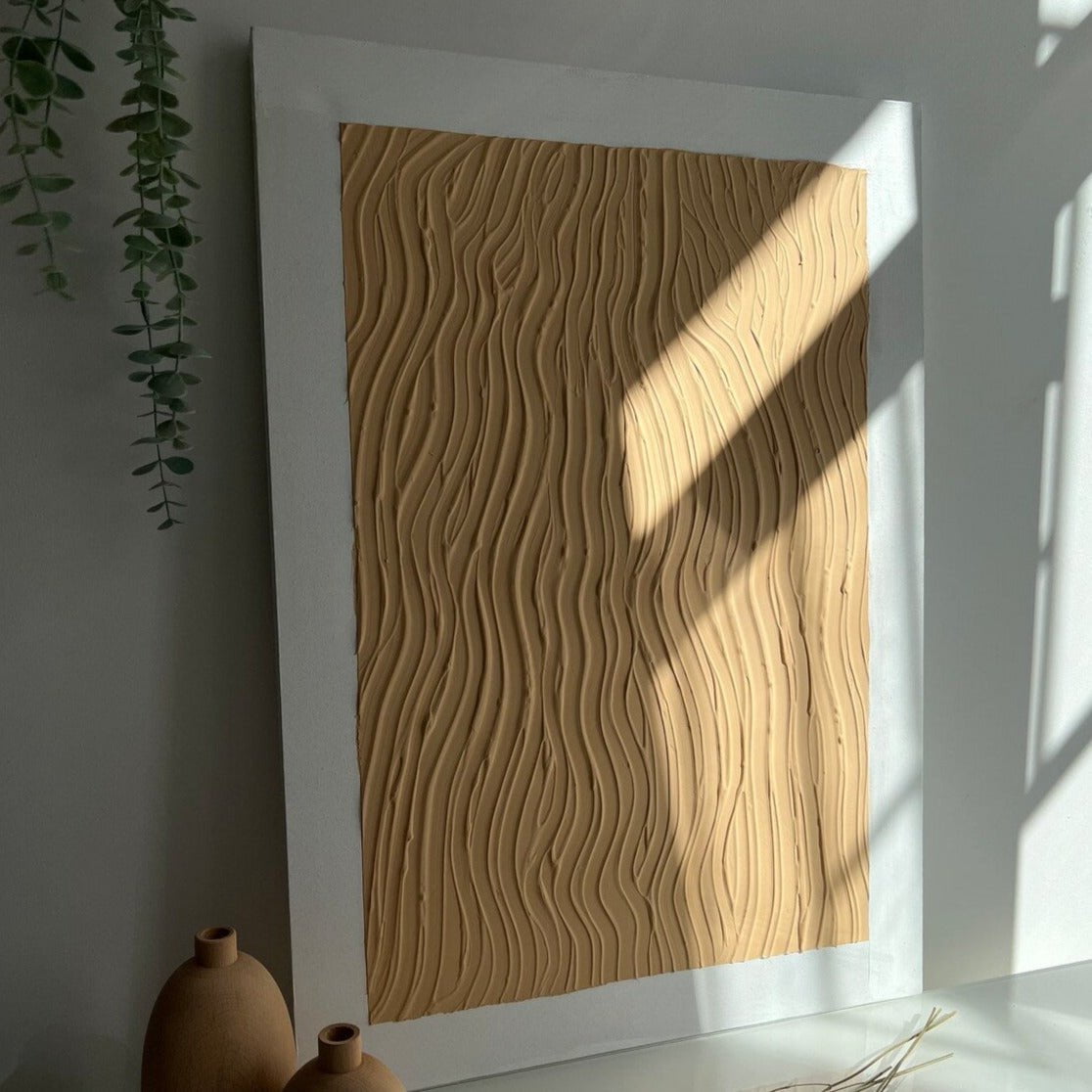 Light Brown Waves Textured Wall Art