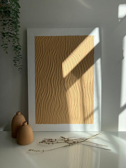 Light Brown Waves Textured Wall Art