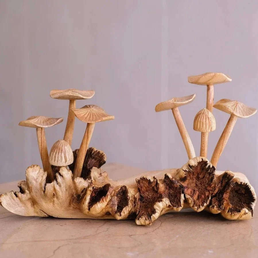 Wooden Mushroom Sculpture