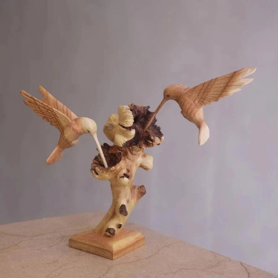 Wooden Hummingbird Sculpture