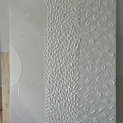 White Lines Petals Textured Wall Art