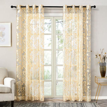 Splash Ring Yellow Sheer Curtain