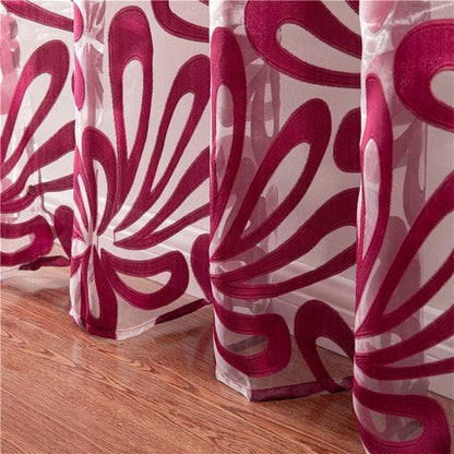 Splash Ring Wine Red Sheer Curtain