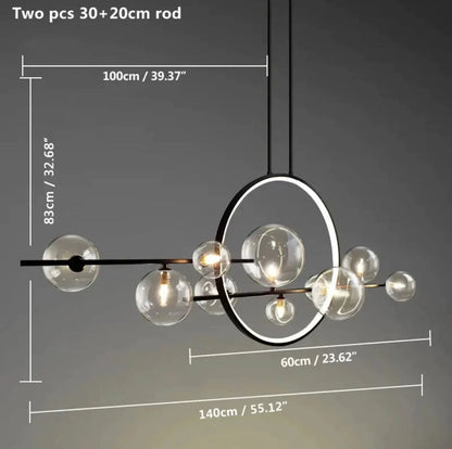 Bubble Glass Linear Chandelier